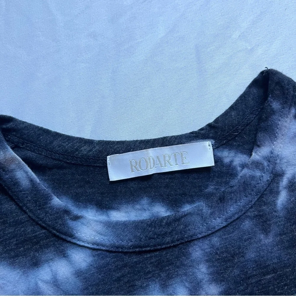 RODARTE blue logo tie dye short sleeve crew neck‎ knit tshirt